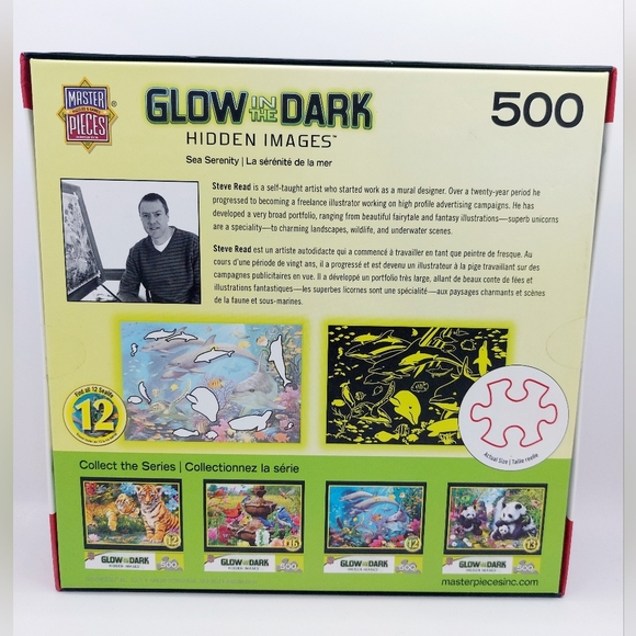 Sea Serenity Glow In The Dark Hidden Images 500 Piece Jigsaw Puzzle Dolphins - Picture 2 of 6